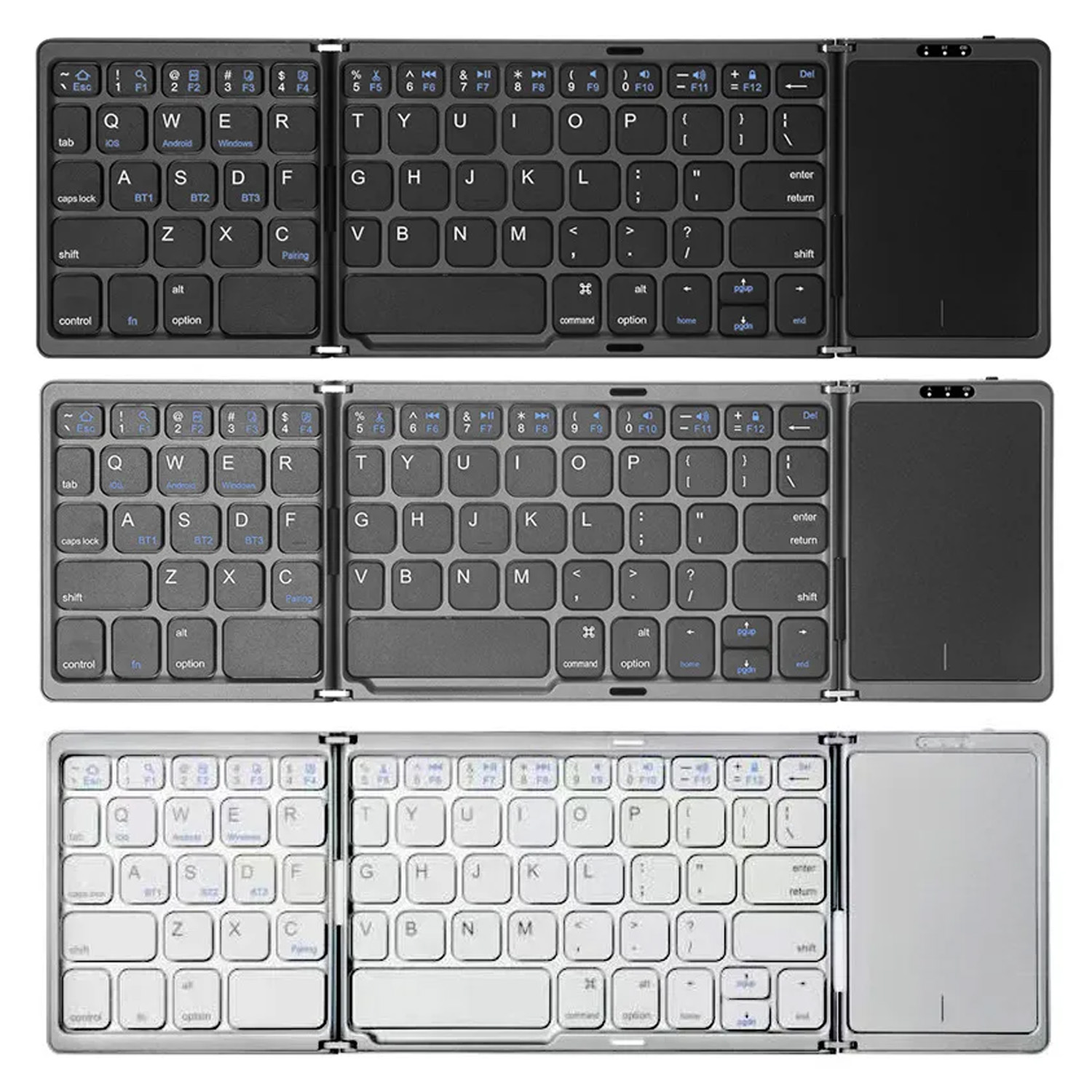 Desk Setup Ipad - 터치패드가 있는 3단 접이식 블루투스 키보드,