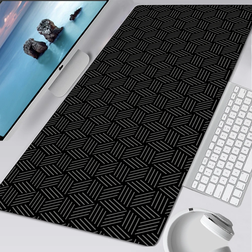 Desk Setup For Laptop - 노트북 블랙 마우스 패드, 간단한 육각