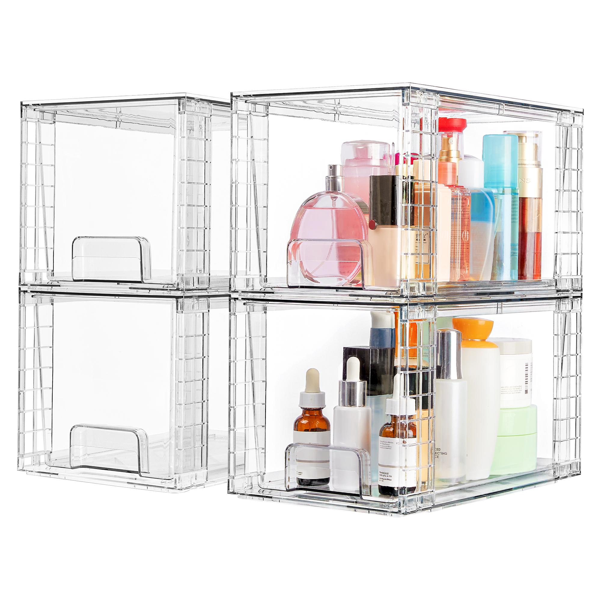 Drawer Organizer Bamboo - 2-8개 세트 12인치 투명 적층형 수납