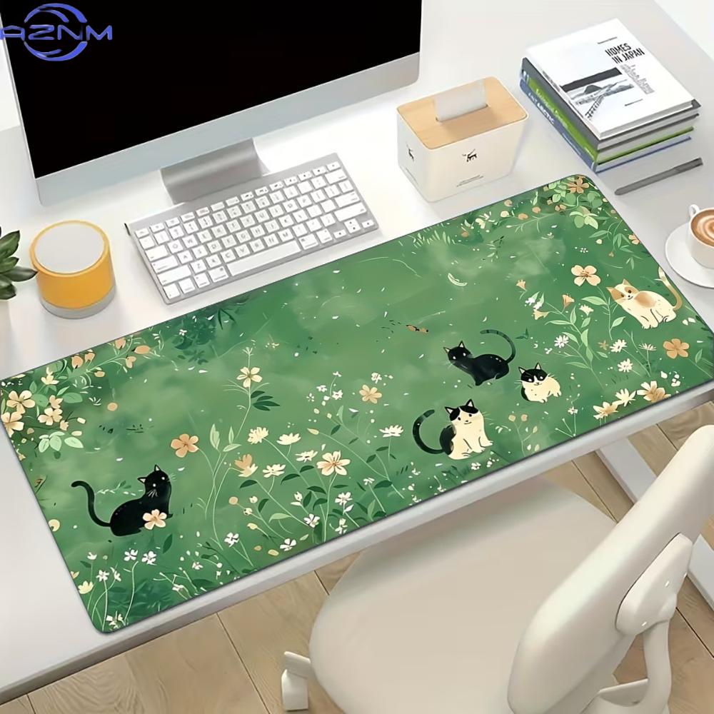 Desk Setup Designer - 꽃무늬 고양이 디자인 대형 게이밍 마우스