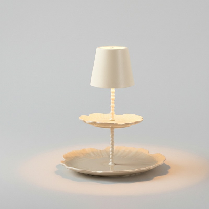 Desk Setup Design - 크림 화이트 세라믹 에나멜 코팅 꽃