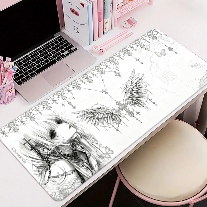 Desk Setup Mat - 가죽 마우스 패드 블랙 화이트 애니메이션