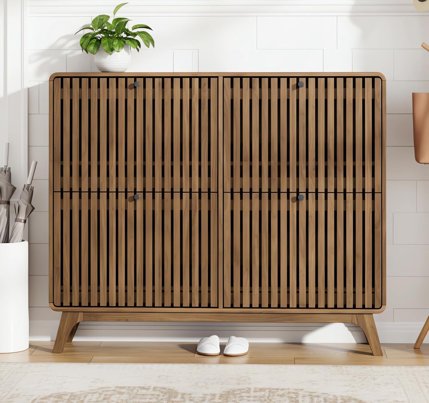 Drawer Organizer Bamboo - # 대형 대나무 신발장(4개 플립 서랍
