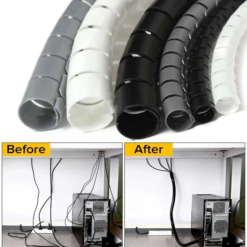 Desk Setup Cable Management - 1/3pcs 2M 유연한 나선형 케이블 와이어