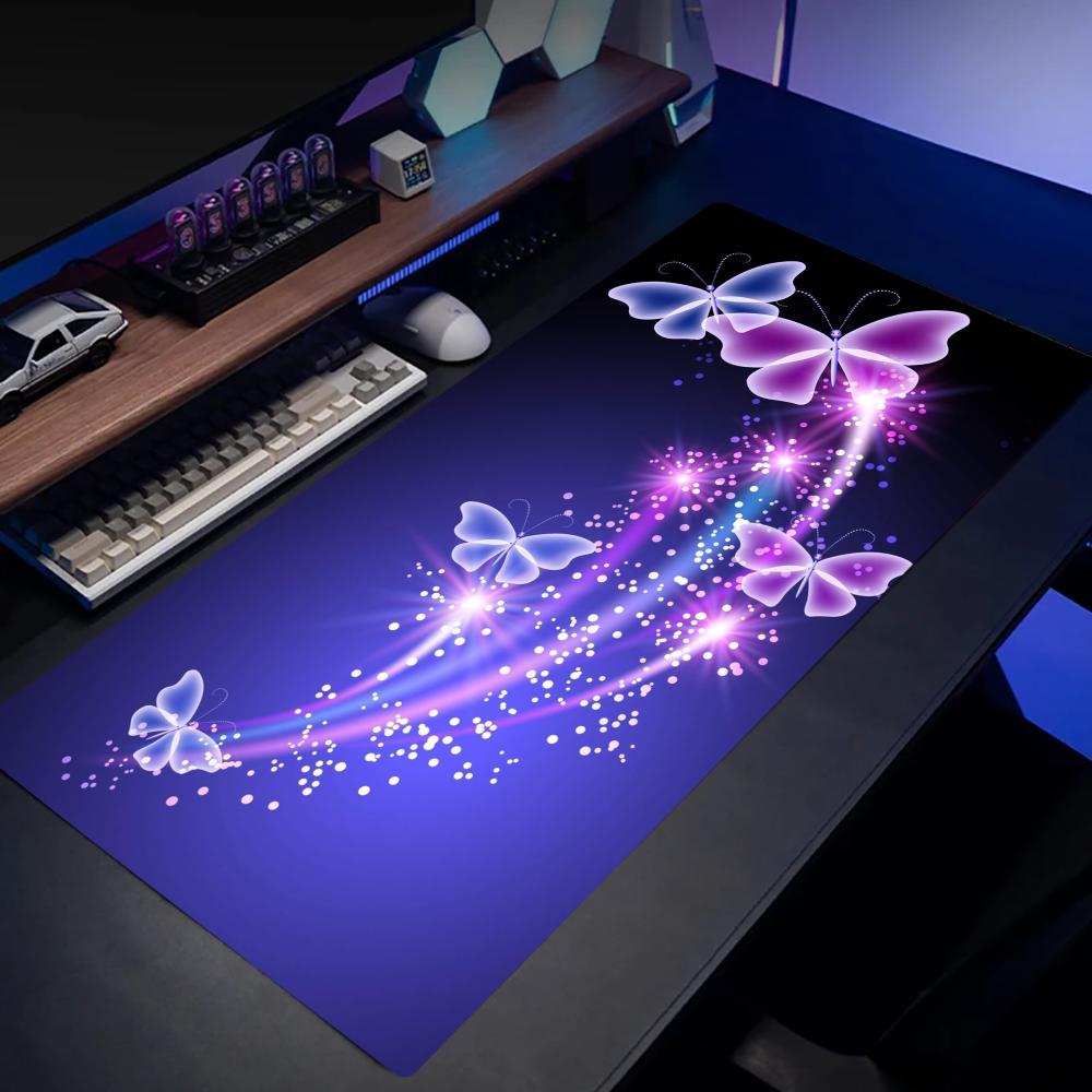 빛나는 보라색과 파란색의 예술적인 나비 모양 마우스 패 - Desk Setup Artist 리뷰 및 가격
