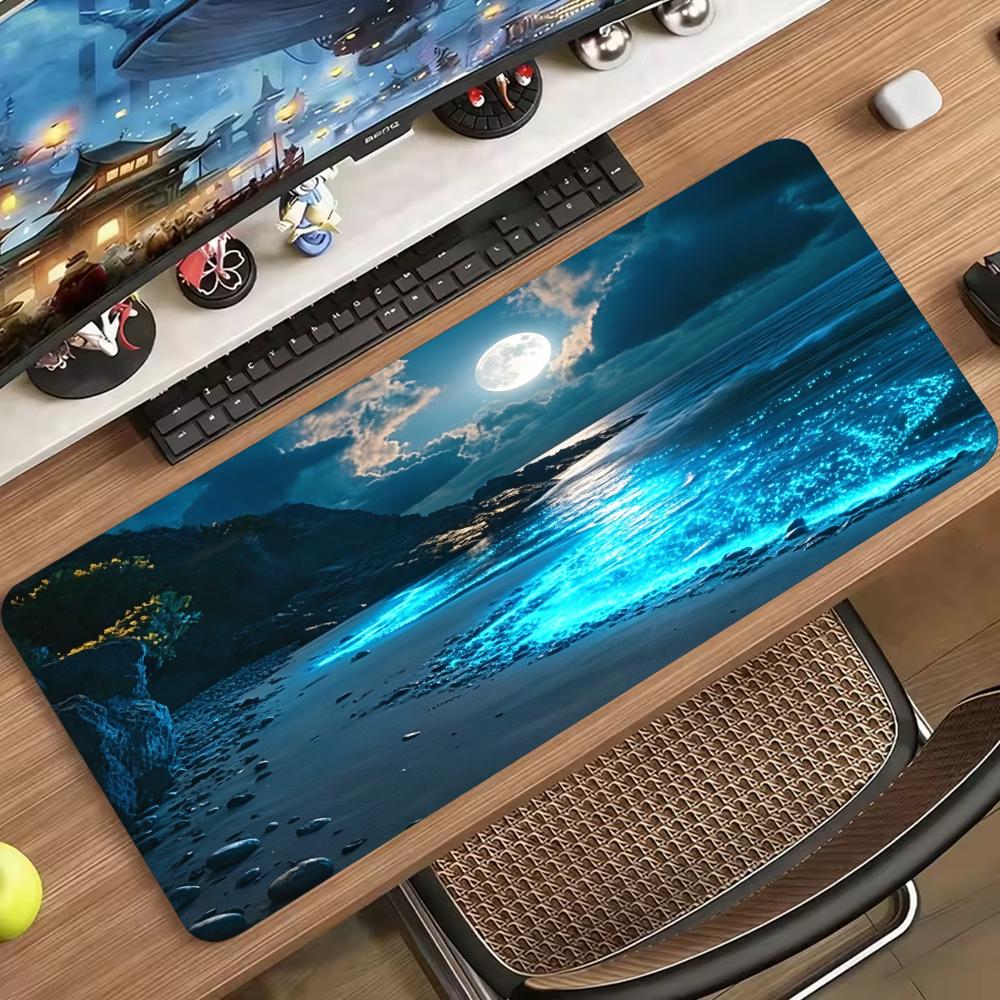 잔잔한 푸른 바다 달 풍경 디자인의 확장형 마우스 패드 - Desk Setup Designer 리뷰 및 가격