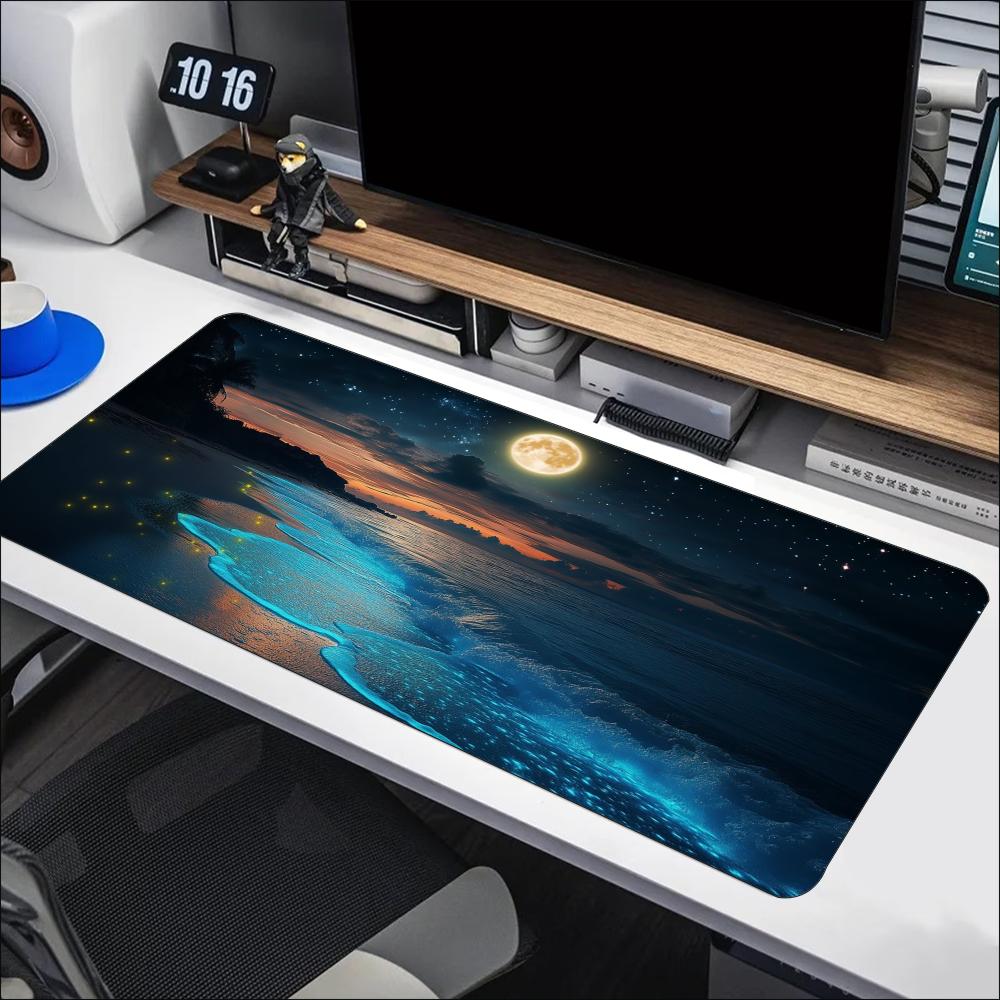 잔잔한 푸른 바다 달 풍경 디자인의 확장형 마우스 패드 - Desk Setup Designer 리뷰 및 가격
