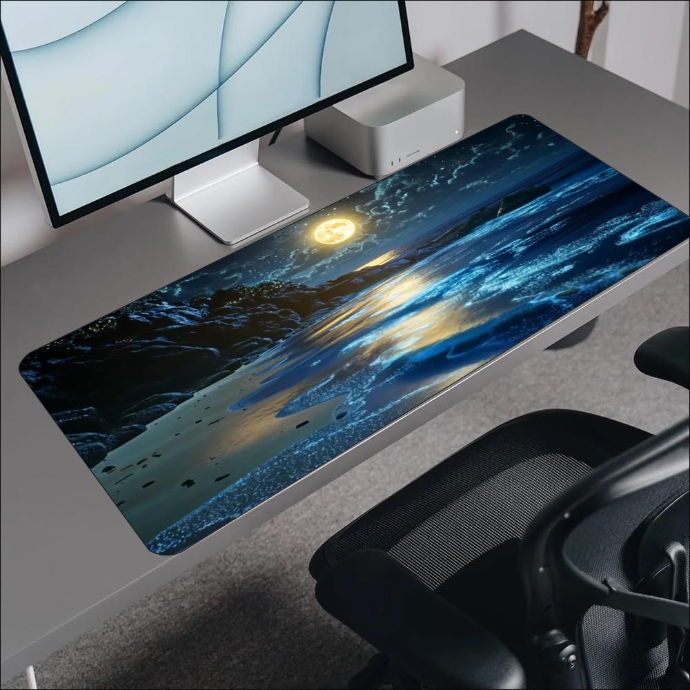 잔잔한 푸른 바다 달 풍경 디자인의 확장형 마우스 패드 - Desk Setup Designer 리뷰 및 가격
