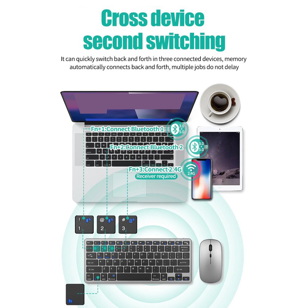 무선 키보드 블루투스 5.0 및 2.4G 미니 멀티미디 - Desk Setup Ipad 리뷰 및 가격