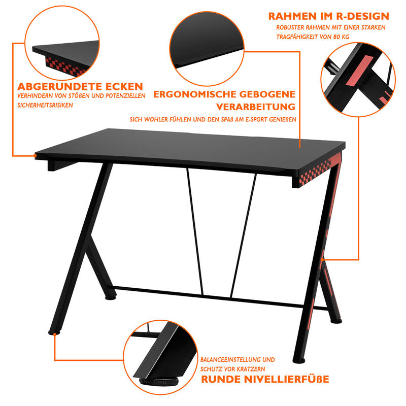 현대적인 인체공학적 컴퓨터 책상, 금속 프레임이 있는  - Desk Setup Designer 리뷰 및 가격