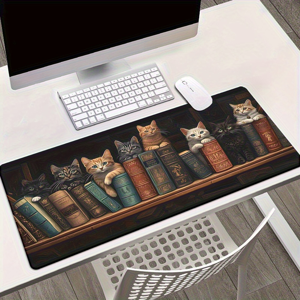 책 위에 귀여운 고양이 그림이 있는 마우스 패드, 게임 - Desk Setup Books 리뷰 및 가격