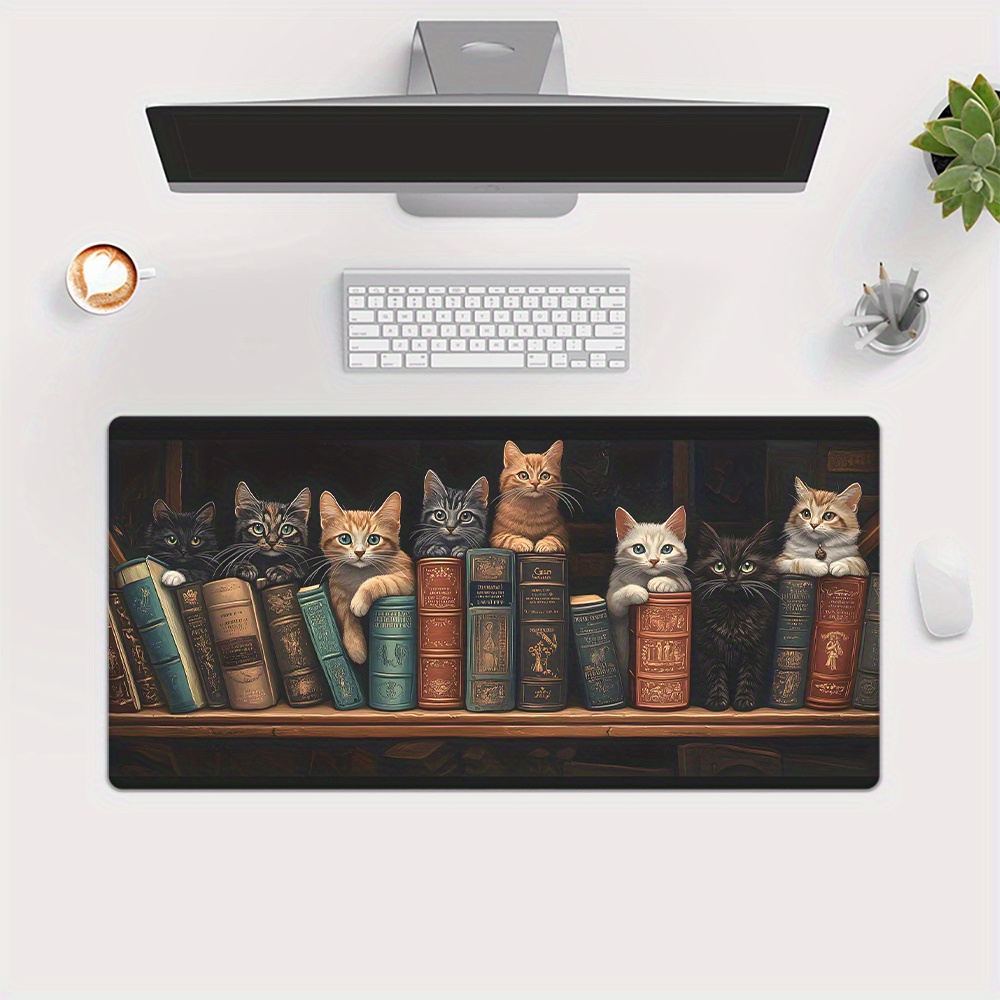 책 위에 귀여운 고양이 그림이 있는 마우스 패드, 게임 - Desk Setup Books 리뷰 및 가격