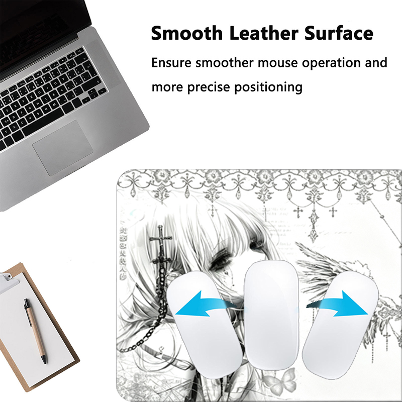 가죽 마우스 패드 블랙 화이트 애니메이션 미학 천사 소 - Desk Setup Mat 리뷰 및 가격