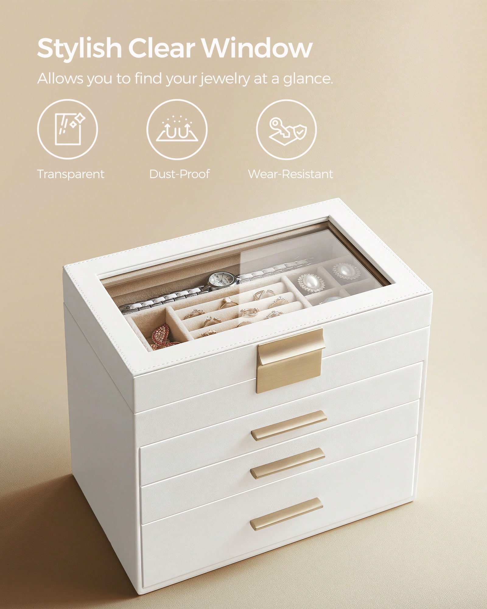 업그레이드된 4단 유리 뚜껑 및 3개의 서랍이 있는 보 - Drawer Organizer Bamboo 리뷰 및 가격