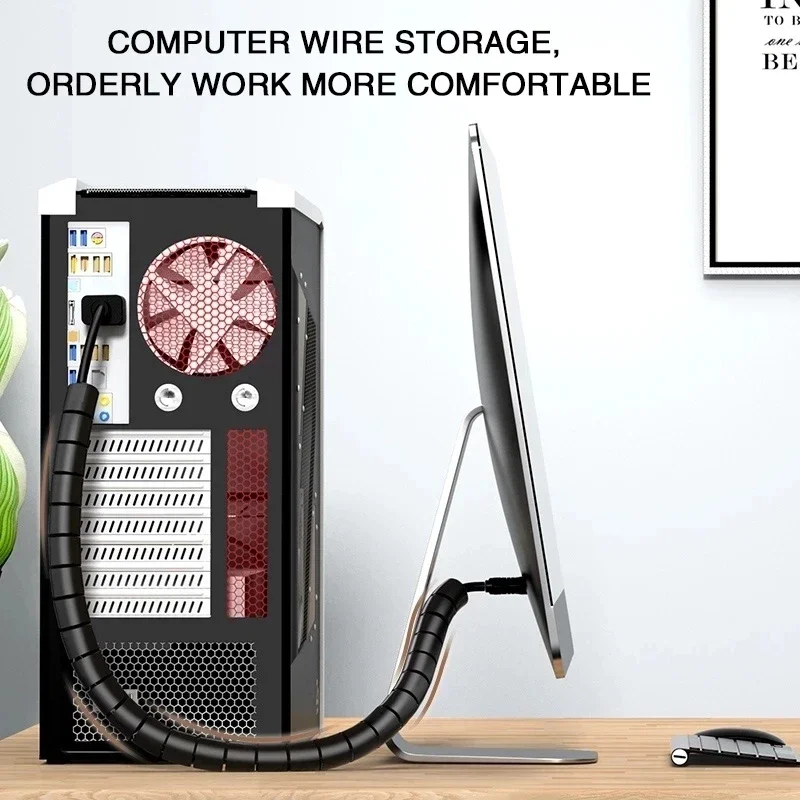 1/3pcs 2M 유연한 나선형 케이블 와이어 보호기  - Desk Setup Cable Management 리뷰 및 가격