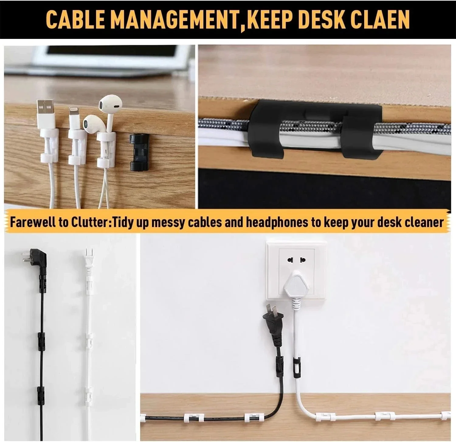 케이블 클립 정리기 드롭 와이어 홀더 코드 관리 셀프  - Desk Setup Cable Management 리뷰 및 가격